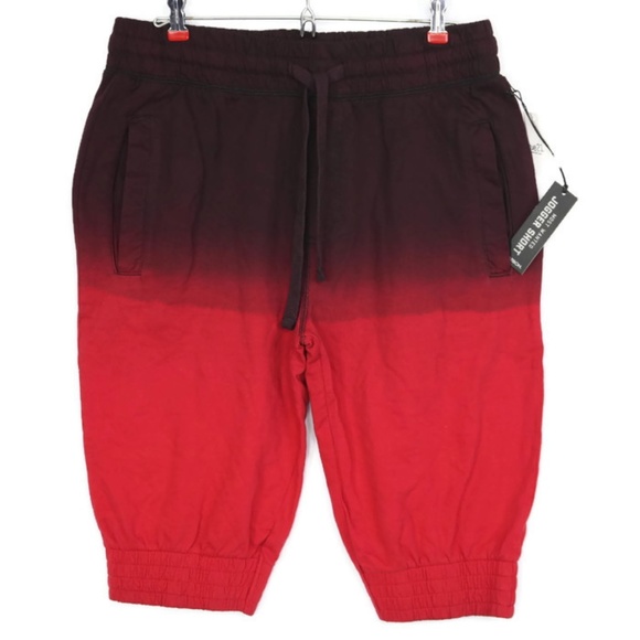 red jogger shorts